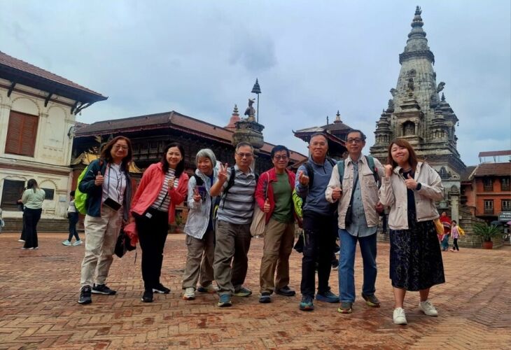 Bhaktapur durbar square with group of visitors on 13th Apr 2025