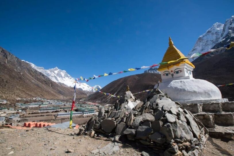 Everest base camp trek stupa and mountain