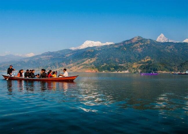 Boating on Fewa (Phewa) lake at Pokhara