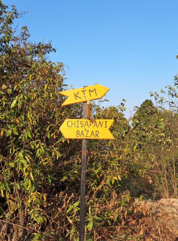 sign showing chisapani while coming from Nagarkot