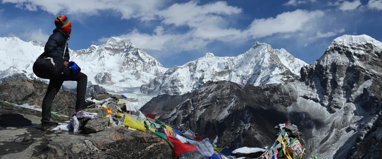 Gyachung Kang 7,952m-26,089ft left & Hunchhi 7,029m-23,060ft right from Gokyo Ri