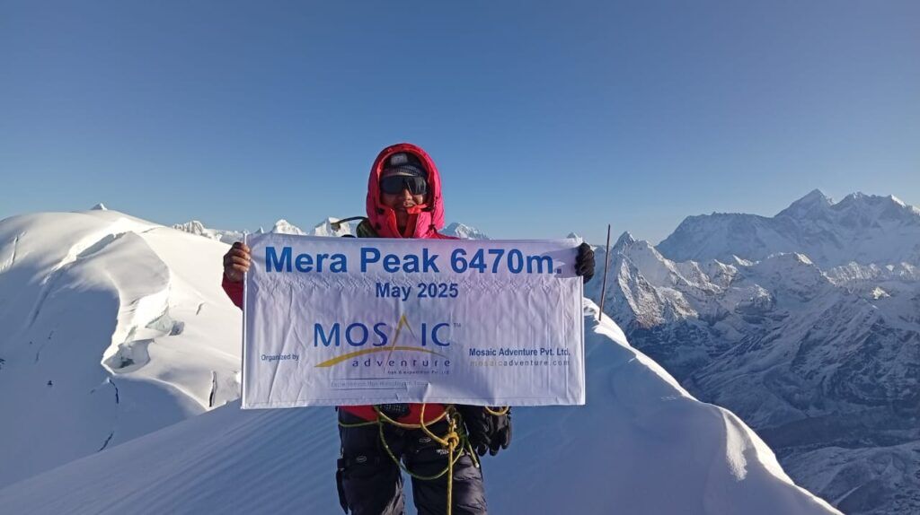 Mera peak at 6470 meters climbing by team Mosaic in may 2025